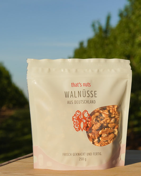 Walnusskerne 250g aus Deutschland, geschlossene Verpackung frontal